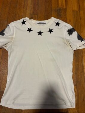 Givenchy White Short Sleeve Tee with Black Star Trim